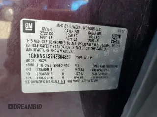 2017 GMC Acadia SLE with VIN 1GKKNSLS7HZ304859, listed as a Copart auction lot 86516884 with 79,359 mi miles and Salvage title. Bid and sale history available at DreamBid. Image 13.
