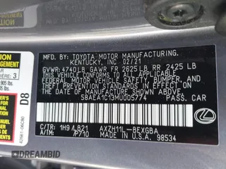 2021 Lexus ES 300h Luxury with VIN 58AEA1C13MU005774, listed as a IAAI auction lot 42115909 with 67,108 mi miles and . Bid and sale history available at DreamBid. Image 9.
