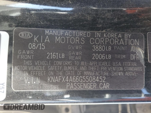 2016 Kia Forte LX with VIN KNAFX4A66G5508452, listed as a Copart auction lot 53158305 with 203,882 mi miles and Salvage Title. Bid and sale history available at carsss.com. Image 13.