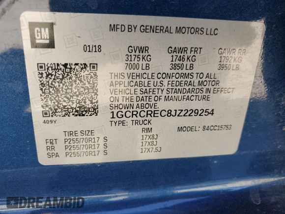 2018 Chevrolet Silverado 1500 LT with VIN 1GCRCREC8JZ229254, listed as a Copart auction lot 49842595 with 105,596 mi miles and Salvage Title. Bid and sale history available at DreamBid. Image 13.