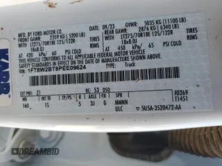 2023 Ford F-250 XL с VIN 1FT8W2BT8PEE09624, выставлен на аукционе Copart как лот 78595184 с пробегом Не указан миль и Чистый • Clean title. История ставок и продаж доступна на DreamBid. Изображение 13.
