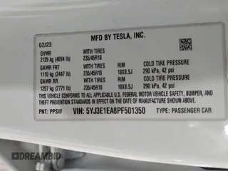 2023 Tesla Model 3 с VIN 5YJ3E1EA8PF501350, выставлен на аукционе IAAI как лот 42500841 с пробегом 19 466 миль миль и . История ставок и продаж доступна на DreamBid. Изображение 9.
