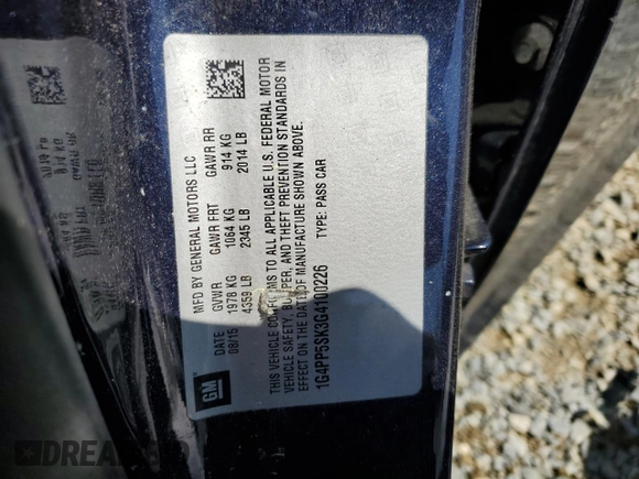 2016 Buick Verano with VIN 1G4PP5SK3G4100226, listed as a Copart auction lot 52327425 with 135,137 mi miles and Salvage title. Bid and sale history available at DreamBid. Image 13.