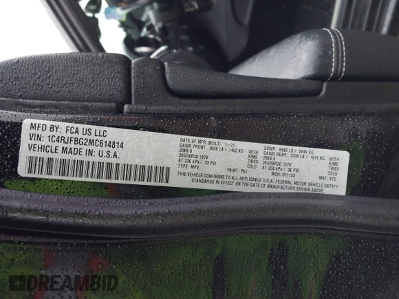 2021 Jeep Grand Cherokee 80th Anniversary with VIN 1C4RJFBG2MC614814, listed as a IAAI auction lot 41486793 with 88,089 mi miles and . Bid and sale history available at DreamBid. Image 9.