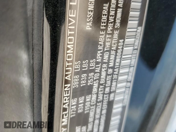 2019 McLaren 570S z VIN SBM13FAA1KW006404, wystawiony jako Copart lot #78088414 z przebiegiem 17 852 mil mil oraz Szkody całkowita. Historia ofert i sprzedaży dostępna na DreamBid. Obrazek 15.