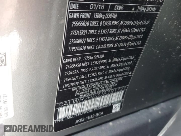 2018 Land Rover Range Rover Sport with VIN SALWR2RE3JA191721, listed as a Copart auction lot 88472525 with 40,108 mi miles and Clean Title. Bid and sale history available at DreamBid. Image 13.