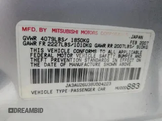 2008 Mitsubishi Lancer DE with VIN JA3AU26U38U004223, listed as a Copart auction lot 72788284 with 126,109 mi miles and Salvage Title. Bid and sale history available at carsss.com. Image 12.