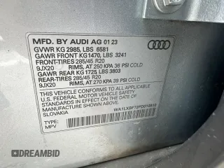2023 Audi Q7 Premium Plus with VIN WA1LXBF72PD010910, listed as a Copart auction lot 89290885 with 51,175 mi miles and Clean Title. Bid and sale history available at carsss.com. Image 10.