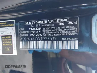 2018 Mercedes-Benz C 300 with VIN WDDWK4JB3JF728539, listed as a IAAI auction lot 41299075 with 88,438 mi miles and . Bid and sale history available at DreamBid. Image 9.