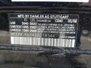 2008 Mercedes-Benz S 550 with VIN WDDNG86X48A219544, listed as a IAAI auction lot 41922931 with 150,129 mi miles and . Bid and sale history available at carsss.com. Image 9.