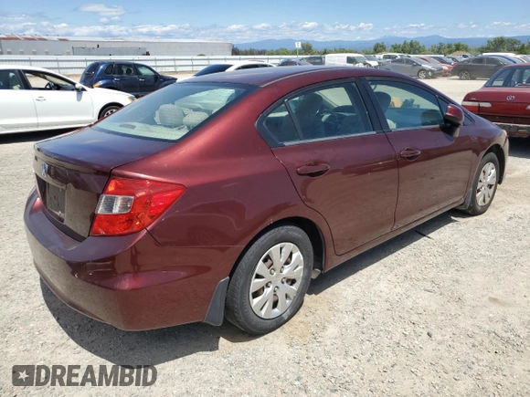 2012 Honda Civic LX z VIN 19XFB2F51CE347741, wystawiony jako Copart lot #57479385 z przebiegiem 173 523 mil mil oraz Szkoda całkowita • Salvage title. Historia ofert i sprzedaży dostępna na DreamBid. Obrazek 3.