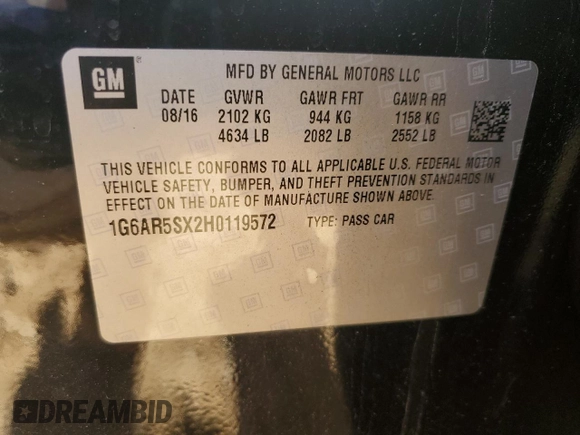 2017 Cadillac CTS Sedan Luxury RWD with VIN 1G6AR5SX2H0119572, listed as a Copart auction lot 88673395 with 70,324 mi miles and Salvage Title. Bid and sale history available at carsss.com. Image 14.