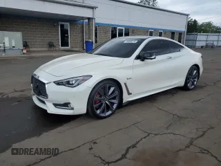 2019 Infiniti Q60 Red Sport 400 with VIN JN1FV7EL2KM440453, listed as a Copart auction lot 58966515 with 66,309 mi miles and Salvage title. Bid and sale history available at DreamBid. Image 1.