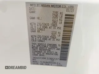2023 Nissan Murano SL z VIN 5N1AZ2CS0PC130237, wystawiony jako IAAI lot #42103971 z przebiegiem 48 316 mil mil oraz . Historia ofert i sprzedaży dostępna na DreamBid. Obrazek 9.