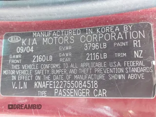 2005 Kia Spectra LX z VIN KNAFE122755084518, wystawiony jako IAAI lot #42249090 z przebiegiem 147 174 mil mil oraz . Historia ofert i sprzedaży dostępna na DreamBid. Obrazek 9.