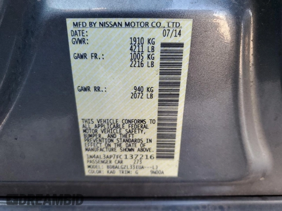 2015 Nissan Altima 2.5 with VIN 1N4AL3AP7FC137216, listed as a Copart auction lot 55566835 with Not provided miles and Salvage title. Bid and sale history available at DreamBid. Image 12.