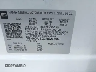 2024 Chevrolet Equinox LT with VIN 3GNAXUEG3RS215950, listed as a IAAI auction lot 42085571 with 24,145 mi miles and . Bid and sale history available at DreamBid. Image 9.