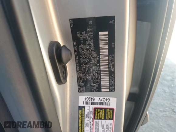 2008 Toyota Sienna XLE with VIN 5TDZK22C18S125019, listed as a Copart auction lot 52600125 with 117,043 mi miles and Salvage Title. Bid and sale history available at carsss.com. Image 12.