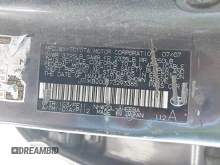 2007 Toyota Prius with VIN JTDKB20U373293385, listed as a IAAI auction lot 42218812 with 149,218 mi miles and . Bid and sale history available at DreamBid. Image 9.