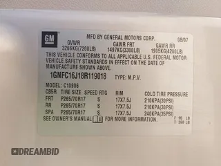 2008 Chevrolet Suburban LTZ с VIN 1GNFC16J18R119018, выставлен на аукционе IAAI как лот 42677575 с пробегом 338 879 миль миль и . История ставок и продаж доступна на DreamBid. Изображение 9.