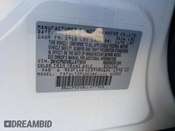 2020 Nissan Kicks SR z VIN 3N1CP5DV8LL477913, wystawiony jako Copart lot #57950245 z przebiegiem 31 009 mil mil oraz Szkoda całkowita • Salvage title. Historia ofert i sprzedaży dostępna na DreamBid. Obrazek 13.