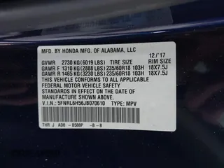 2018 Honda Odyssey EX with VIN 5FNRL6H56JB070610, listed as a IAAI auction lot 42569647 with 78,554 mi miles and . Bid and sale history available at DreamBid. Image 9.