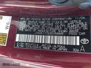 2007 Scion tC Spec with VIN JTKDE177670194449, listed as a IAAI auction lot 41999750 with 170,161 mi miles. Bid and sale history available at carsss.com. Image 9.