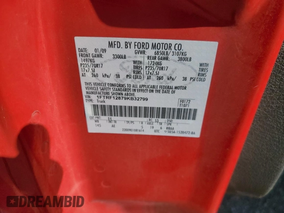 2009 Ford F-150 XL with VIN 1FTRF12879KB32799, listed as a Copart auction lot 74045994 with 131,922 mi miles and Salvage Title. Bid and sale history available at carsss.com. Image 15.