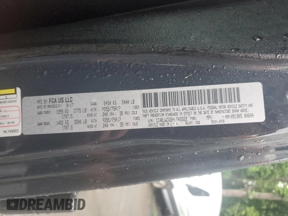 2017 Jeep Wrangler Unlimited Sport with VIN 1C4BJWDG6HL743322, listed as a Copart auction lot 61100045 with 135,959 mi miles and Salvage title. Bid and sale history available at DreamBid. Image 14.