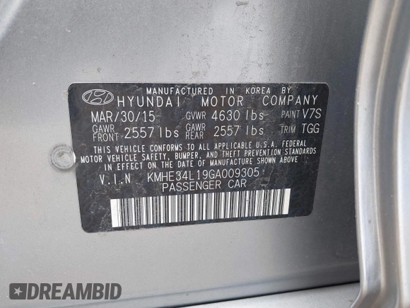 2016 Hyundai Sonata Limited with VIN KMHE34L19GA009305, listed as a IAAI auction lot 42039182 with 145,512 mi miles and . Bid and sale history available at DreamBid. Image 9.