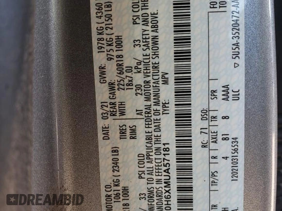 2021 Ford Escape SEL with VIN 1FMCU0H6XMUA57181, listed as a Copart auction lot 49825065 with 80,293 mi miles and Salvage title. Bid and sale history available at DreamBid. Image 14.