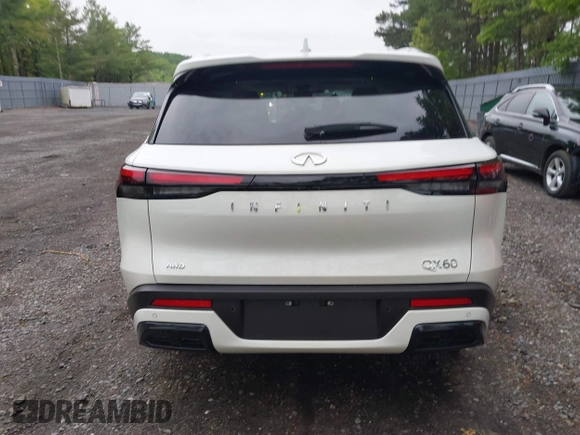 2025 Infiniti QX60 Luxe with VIN 5N1AL1FS6SC351230, listed as a IAAI auction lot 42285154 with 310 mi miles and . Bid and sale history available at DreamBid. Image 16.