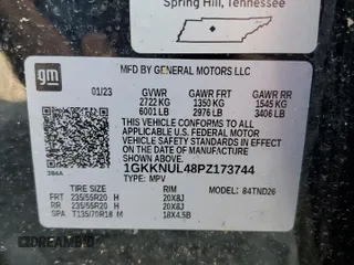 2023 GMC Acadia SLT with VIN 1GKKNUL48PZ173744, listed as a Copart auction lot 74770854 with Not Provided miles and Salvage Title. Bid and sale history available at DreamBid. Image 13.