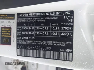 2014 Mercedes-Benz GL-Class GL 550 with VIN 4JGDF7DEXEA328392, listed as a IAAI auction lot 41187269 with 1 mi miles. Bid and sale history available at carsss.com. Image 9.