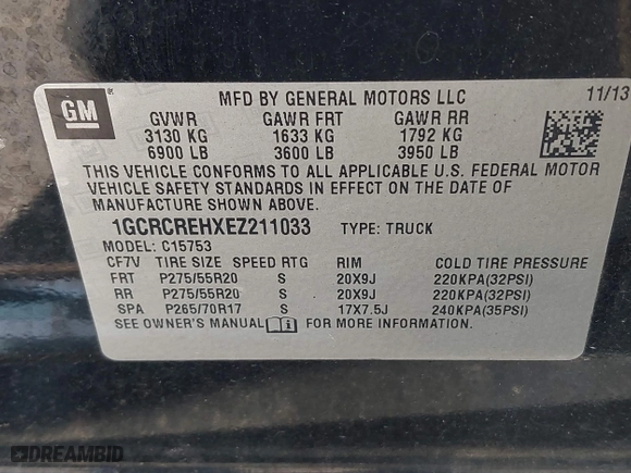 2014 Chevrolet Silverado 1500 LT with VIN 1GCRCREHXEZ211033, listed as a IAAI auction lot 42008717 with 258,230 mi miles. Bid and sale history available at carsss.com. Image 9.