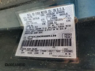 1994 Ford F-150 z VIN 1FTEX15N3RKB84136, wystawiony jako Copart lot #58248585 z przebiegiem 181 787 mil mil oraz Czysty tytuł • Clean title. Historia ofert i sprzedaży dostępna na DreamBid. Obrazek 12.