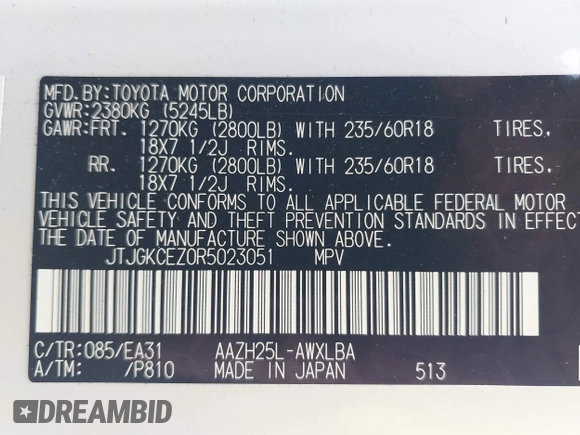 2024 Lexus NX 350h Premium with VIN JTJGKCEZ0R5023051, listed as a IAAI auction lot 42452192 with 16,495 mi miles and . Bid and sale history available at DreamBid. Image 9.