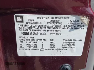 2006 Chevrolet TrailBlazer LS with VIN 1GNDS13S862111494, listed as a IAAI auction lot 42100731 with 234,121 mi miles and . Bid and sale history available at DreamBid. Image 9.