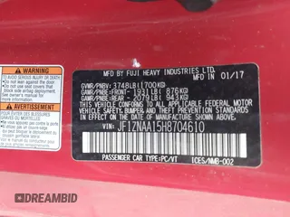 2017 Toyota 86 with VIN JF1ZNAA15H8704610, listed as a IAAI auction lot 40336438 with 125,687 mi miles. Bid and sale history available at carsss.com. Image 9.