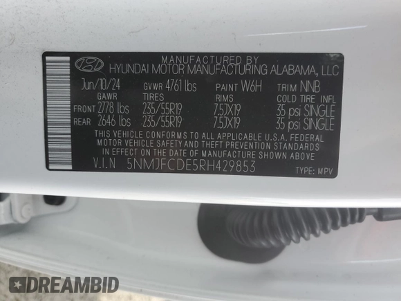 2024 Hyundai Tucson SEL with VIN 5NMJFCDE5RH429853, listed as a Copart auction lot 45197595 with 7,897 mi miles and Salvage Title. Bid and sale history available at carsss.com. Image 15.