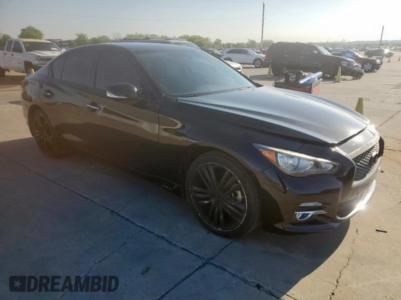 2015 Infiniti Q50 with VIN JN1BV7AR0FM414691, listed as a Copart auction lot 51783685 with 69,859 mi miles and Salvage Title. Bid and sale history available at DreamBid. Image 4.