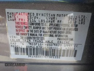2024 Nissan Sentra S with VIN 3N1AB8BV7RY321335, listed as a IAAI auction lot 42025386 with 6,257 mi miles. Bid and sale history available at carsss.com. Image 9.