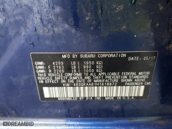 2017 Subaru Impreza with VIN 4S3GKAA61H1618872, listed as a Copart auction lot 81405204 with 84,910 mi miles and Salvage Title. Bid and sale history available at carsss.com. Image 13.