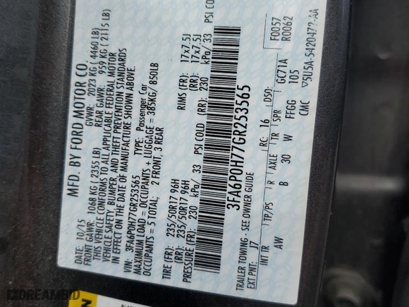 2016 Ford Fusion SE with VIN 3FA6P0H77GR253565, listed as a Copart auction lot 50869005 with 132,568 mi miles and Salvage Title. Bid and sale history available at carsss.com. Image 12.
