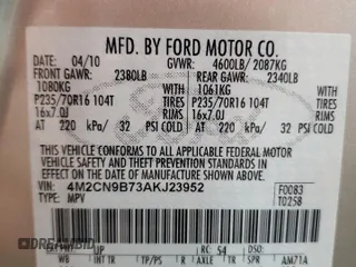 2010 Mercury Mariner z VIN 4M2CN9B73AKJ23952, wystawiony jako Copart lot #56874615 z przebiegiem 162 214 mil mil oraz Szkoda całkowita • Salvage title. Historia ofert i sprzedaży dostępna na DreamBid. Obrazek 14.