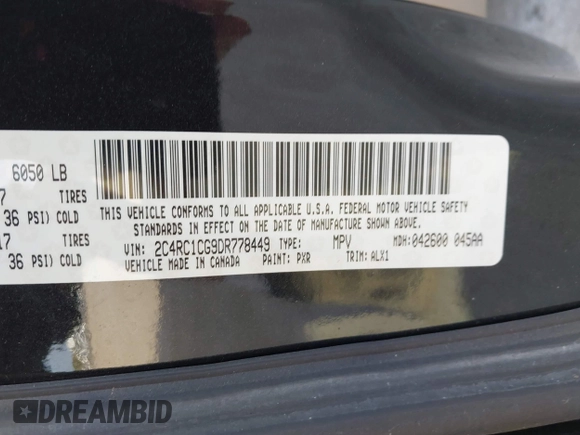 2013 Chrysler Town & Country Touring L with VIN 2C4RC1CG9DR778449, listed as a IAAI auction lot 42045779 with 217,776 mi miles and . Bid and sale history available at DreamBid. Image 9.