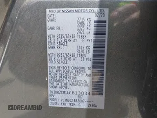 2020 Nissan Pathfinder SL z VIN 5N1DR2CM1LC613034, wystawiony jako IAAI lot #42153656 z przebiegiem 169 223 mil mil oraz . Historia ofert i sprzedaży dostępna na DreamBid. Obrazek 9.