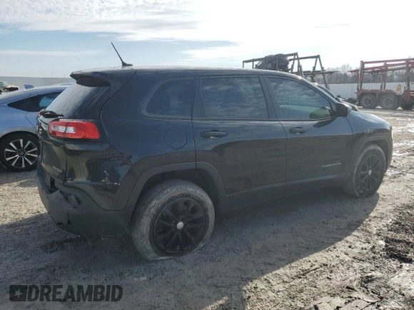 2015 Jeep Cherokee Sport with VIN 1C4PJMAB0FW773656, listed as a Copart auction lot 45496485 with 201,241 mi miles and Salvage Title. Bid and sale history available at carsss.com. Image 3.