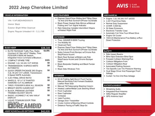 2022 Jeep Cherokee Limited with VIN 1C4PJMDX4ND555575, listed as a Copart auction lot 51074975 with 57,843 mi miles and Clean Title. Bid and sale history available at DreamBid. Image 13.