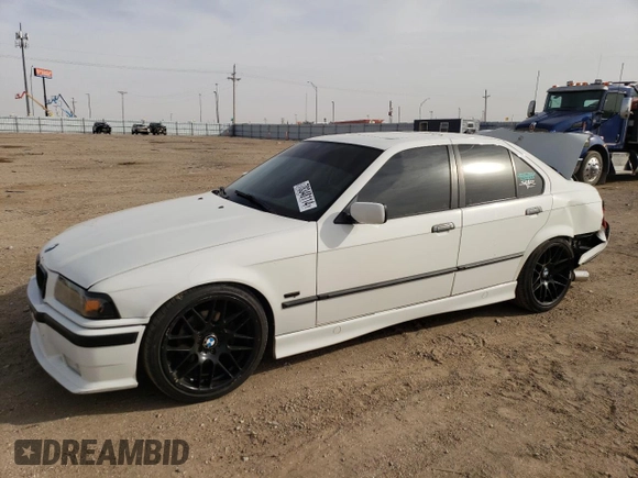 1997 BMW 3 Series 318i with VIN WBACC932XVEE56975, listed as a Copart auction lot 78348114 with 169,666 mi miles and Salvage Title. Bid and sale history available at carsss.com. Image 1.